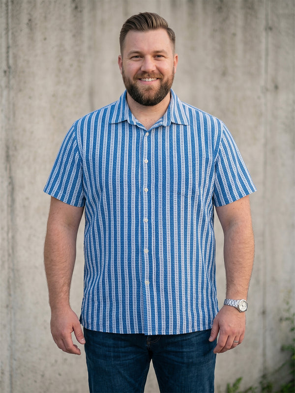 Men Plus Size Tidetrail Blue Striped Shirts
