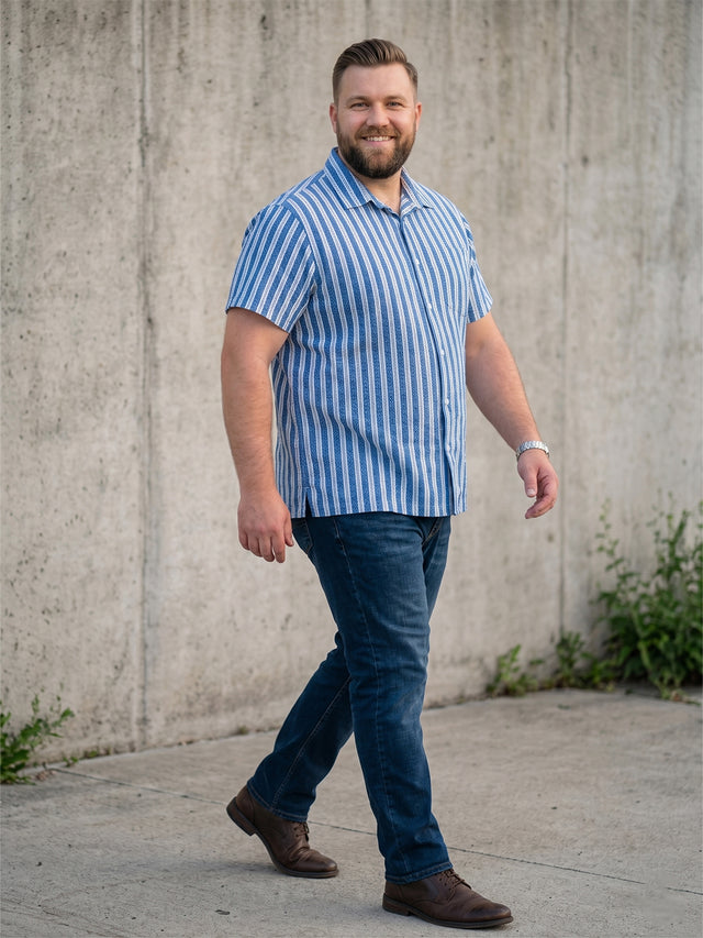 Men Plus Size Tidetrail Blue Striped Shirts