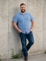 Men Plus Size Tidetrail Blue Striped Shirts
