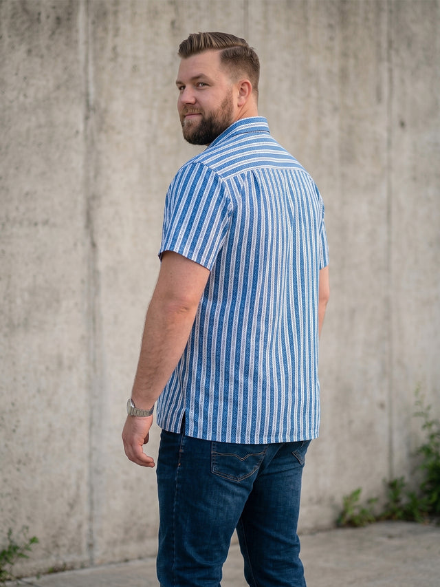 Men Plus Size Tidetrail Blue Striped Shirts