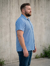 Men Plus Size Tidetrail Blue Striped Shirts