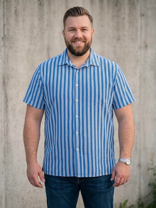 Men Plus Size Tidetrail Blue Striped Shirts