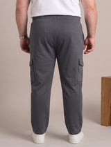 Men Plus Size Slatesmith Grey Solid Trackpant