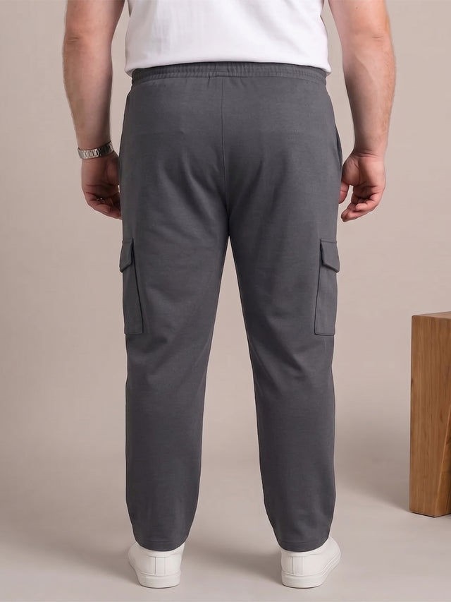 Men Plus Size Slatesmith Grey Solid Trackpant