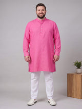 Men Plus Size Utsavon Pink Solid Kurta