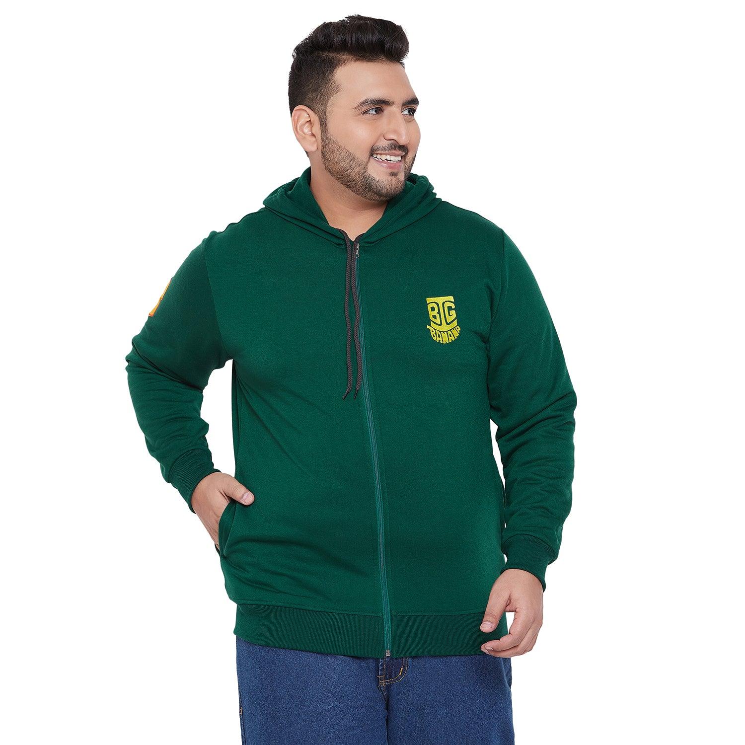 Men Plus Size Gale-BG Solid Zipper Sweatshirt - bigbanana