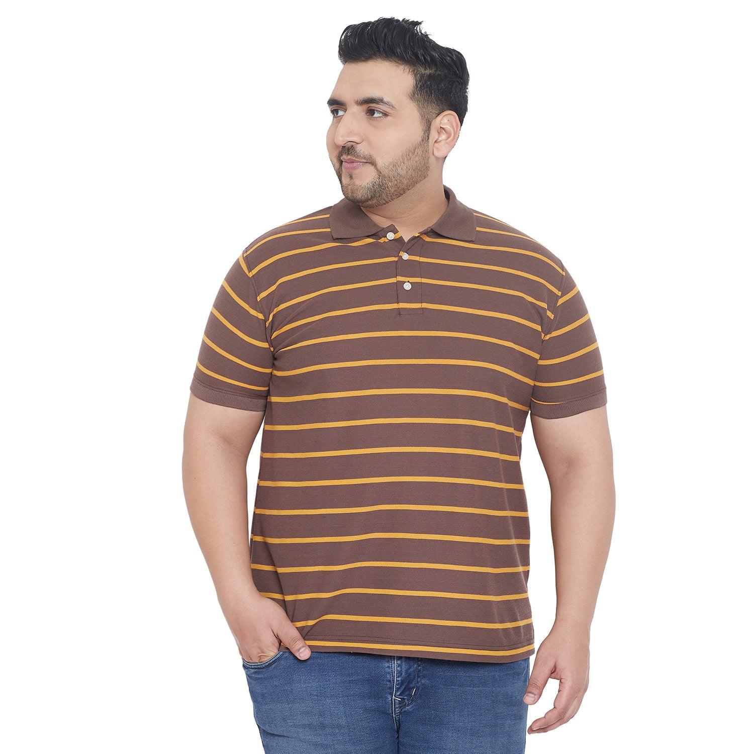 Men Plus Size Fred Striped Polo Tshirt - bigbanana