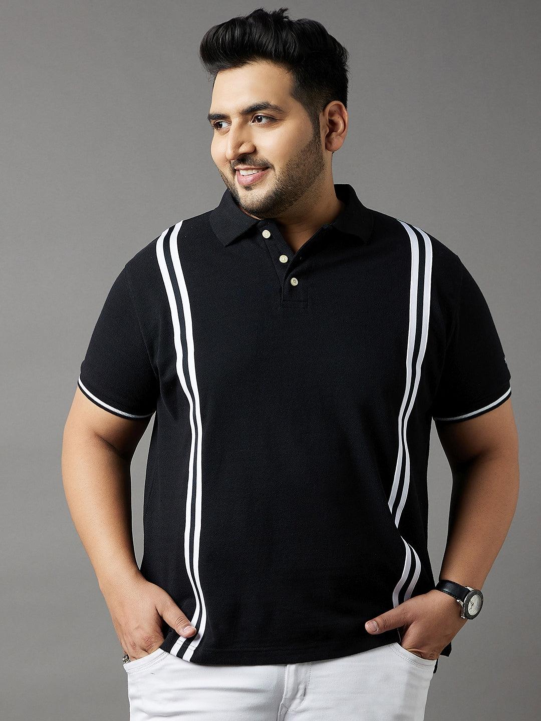 Men Plus Size Lingo Striped Polo Tshirt - bigbanana