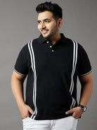 Men Plus Size Lingo Striped Polo Tshirt - bigbanana