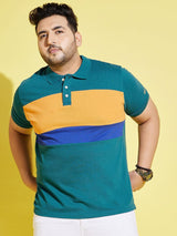 Men Plus Size Taper Colorblock Polo Tshirt - bigbanana