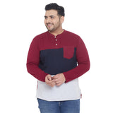Men Plus Size Jackman Colorblock Henley Tshirt - bigbanana