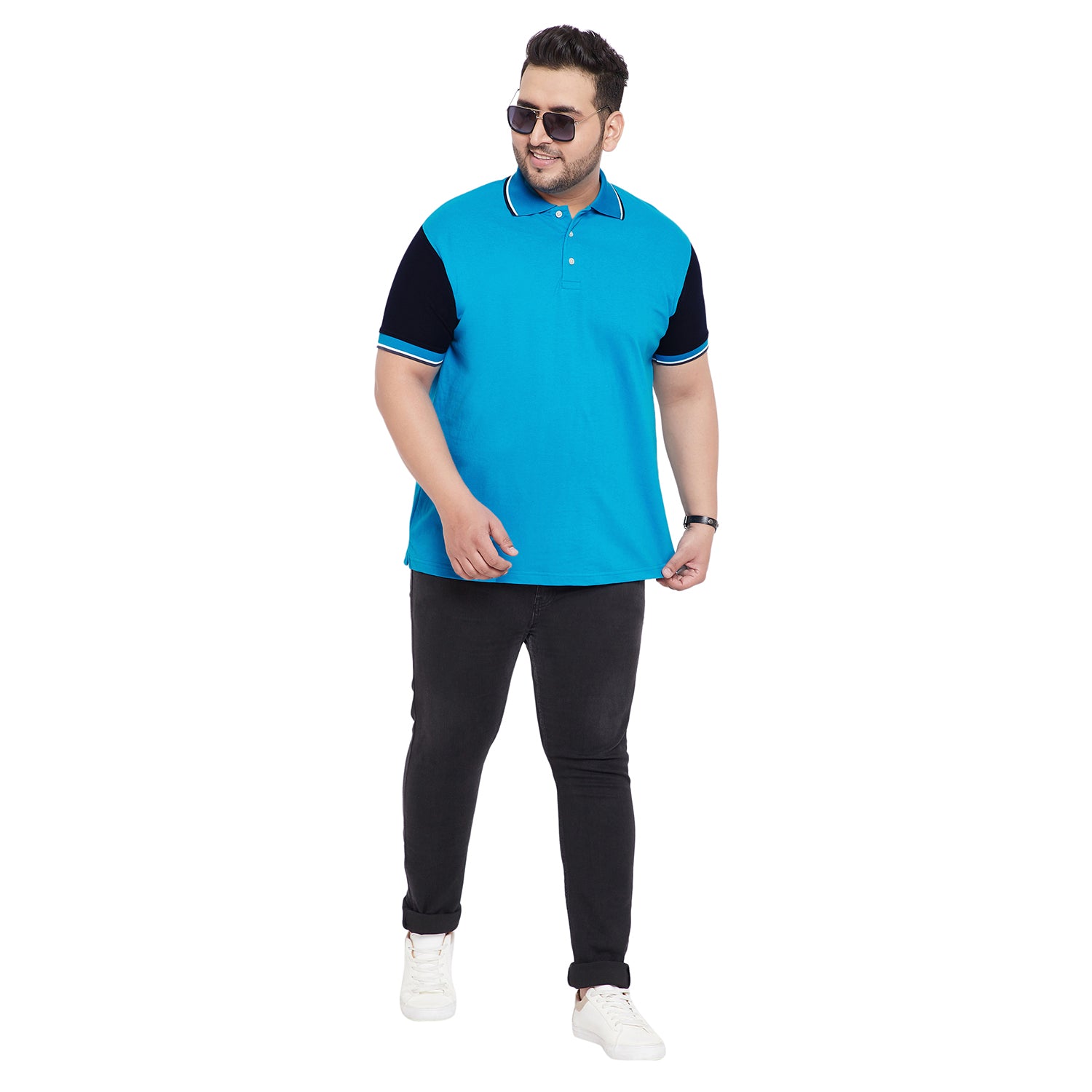 Men Plus Size Cosmo Colorblock Polo Tshirt - bigbanana