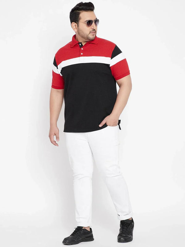 Men Plus Size Kent Colorblock Polo Tshirt