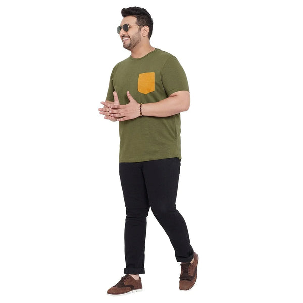Men Plus Size Derby Solid Round Neck Tshirt