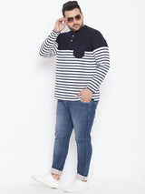 Men Plus Size Tito Striped Henley Tshirt - bigbanana