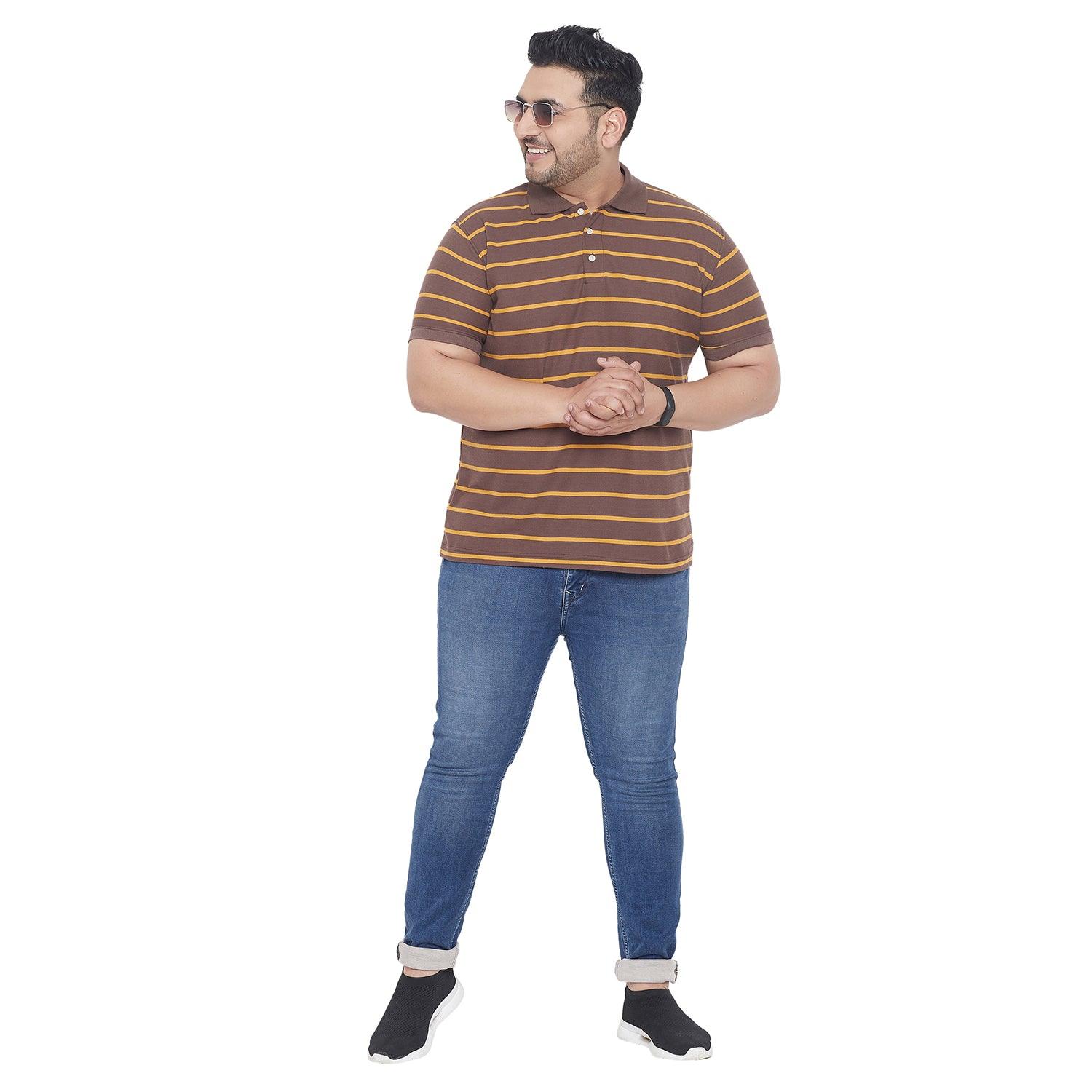 Men Plus Size Fred Striped Polo Tshirt - bigbanana