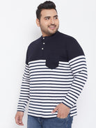 Men Plus Size Tito Striped Henley Tshirt - bigbanana