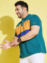 Men Plus Size Taper Colorblock Polo Tshirt - bigbanana