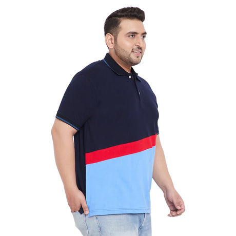 Men Plus Size Ezek Colorblock Polo Tshirt - bigbanana