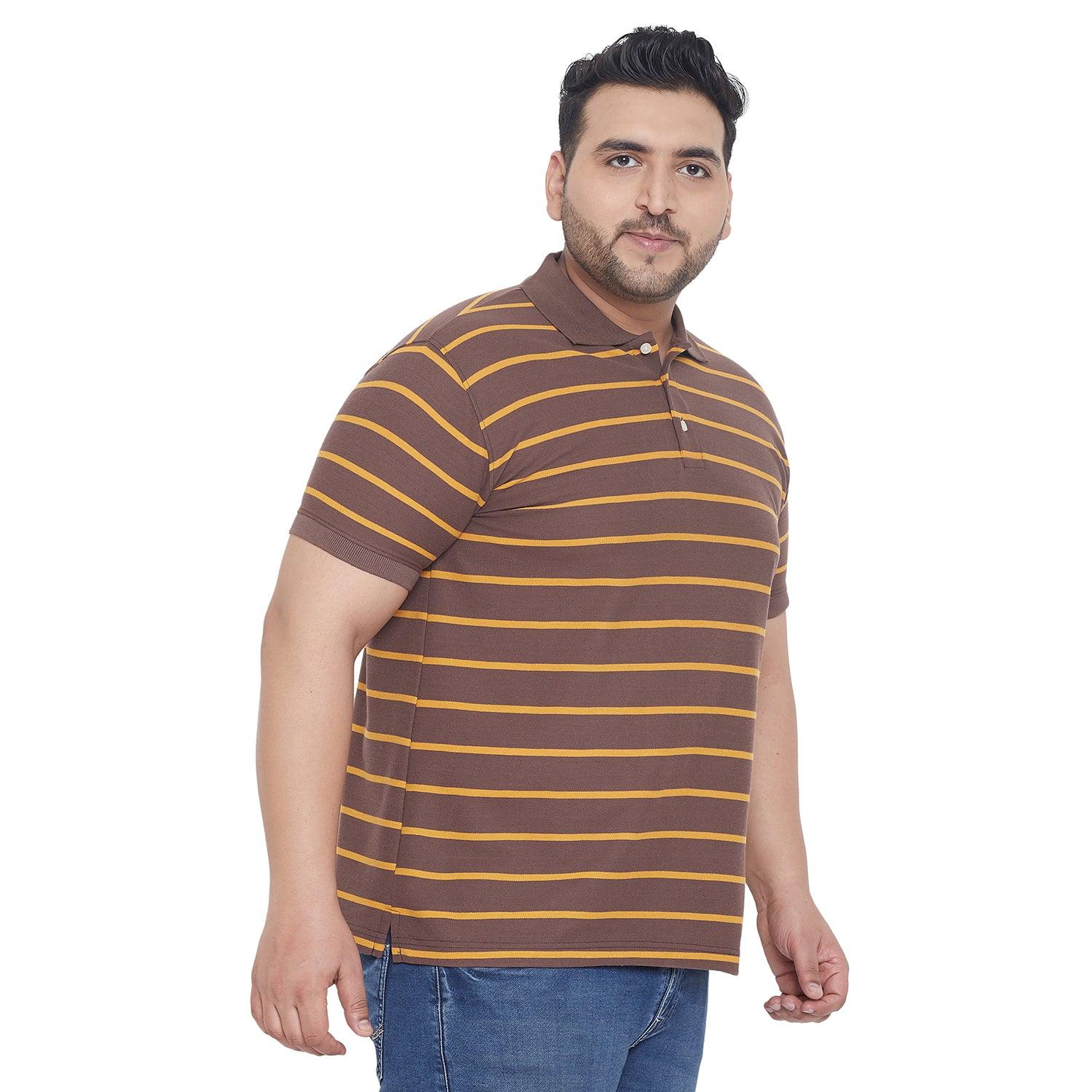 Men Plus Size Fred Striped Polo Tshirt - bigbanana