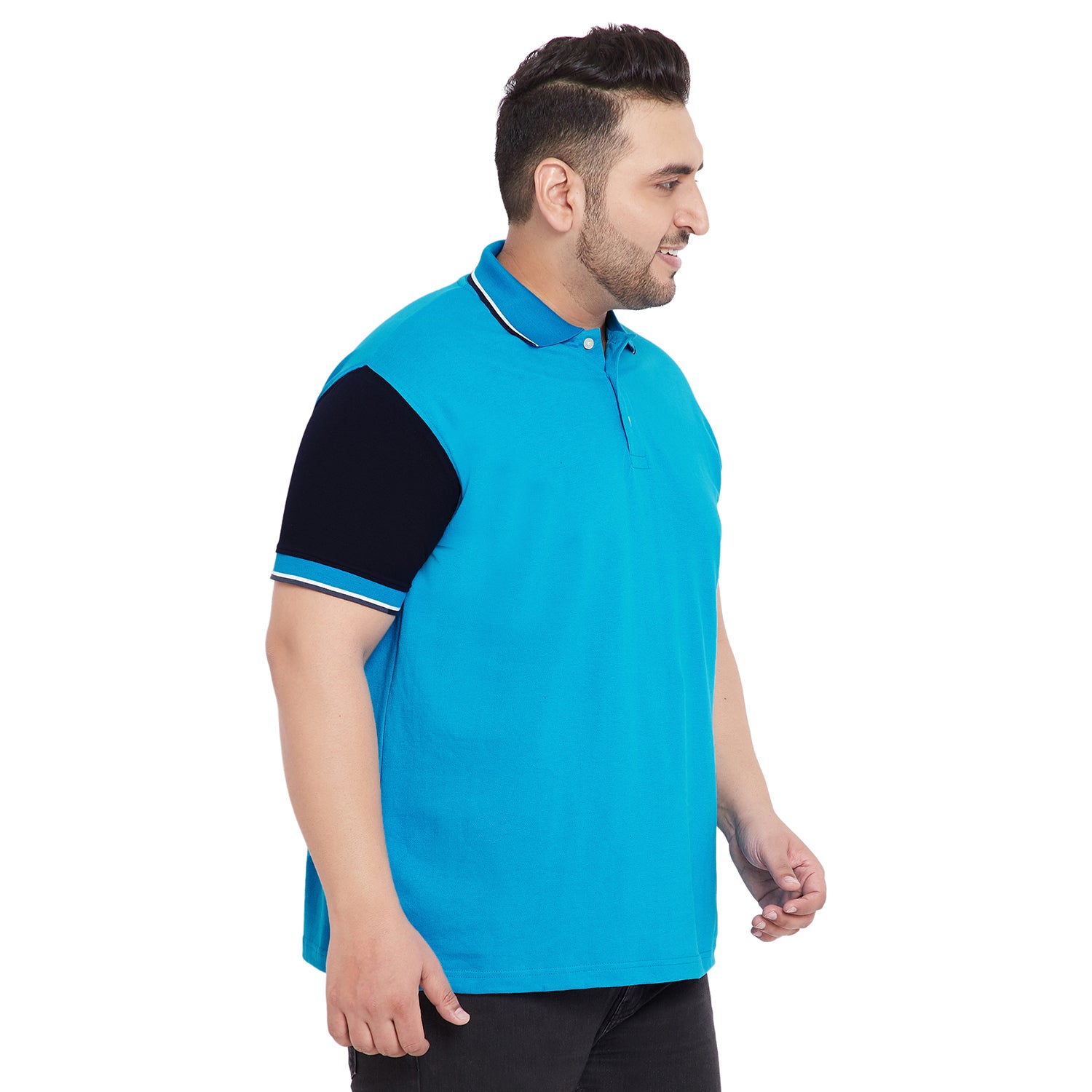 Men Plus Size Cosmo Colorblock Polo Tshirt - bigbanana