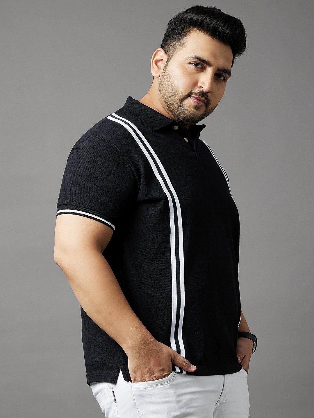 Men Plus Size Lingo Striped Polo Tshirt - bigbanana