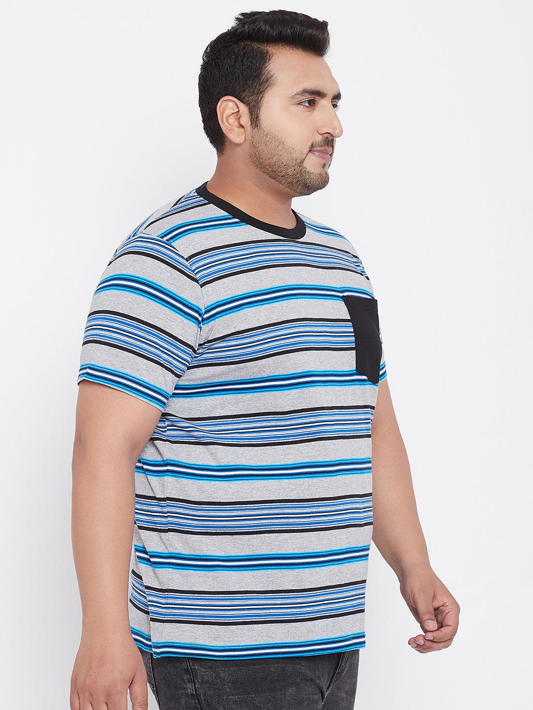 Men Plus Size Sean Striped Round Neck Tshirt - bigbanana