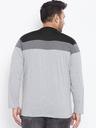 Men Plus Size Vagos Colorblock Henley Tshirt - bigbanana