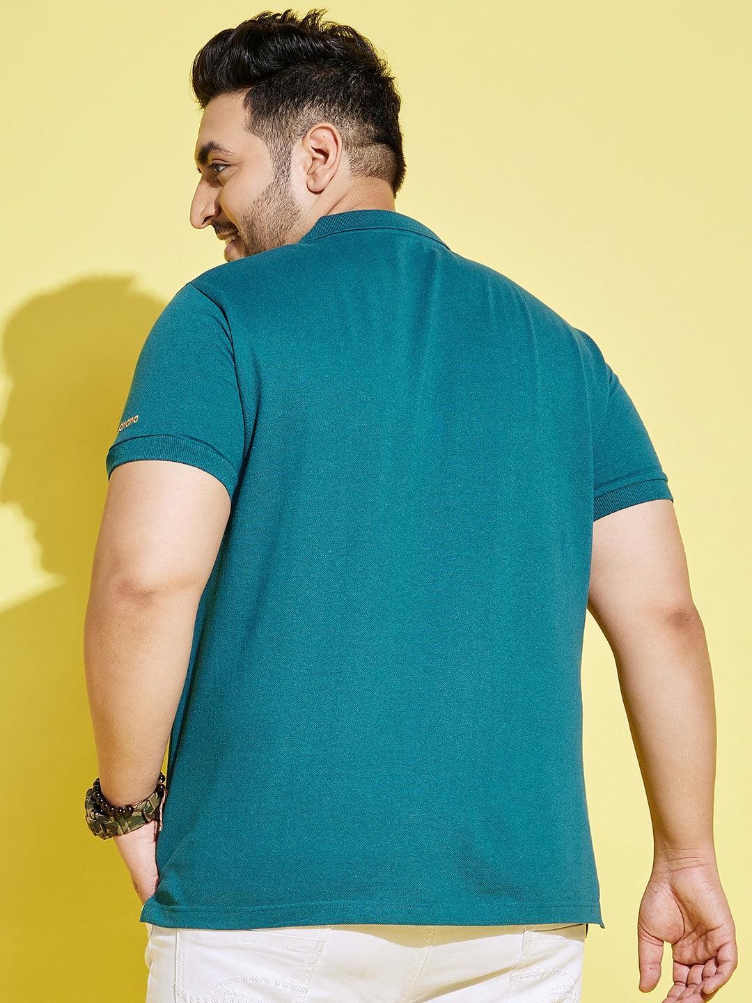 Men Plus Size Taper Colorblock Polo Tshirt - bigbanana