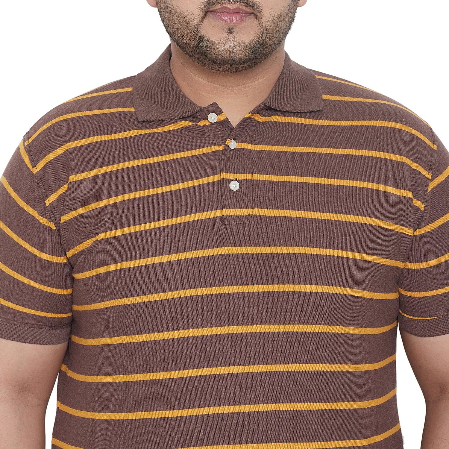 Men Plus Size Fred Striped Polo Tshirt - bigbanana