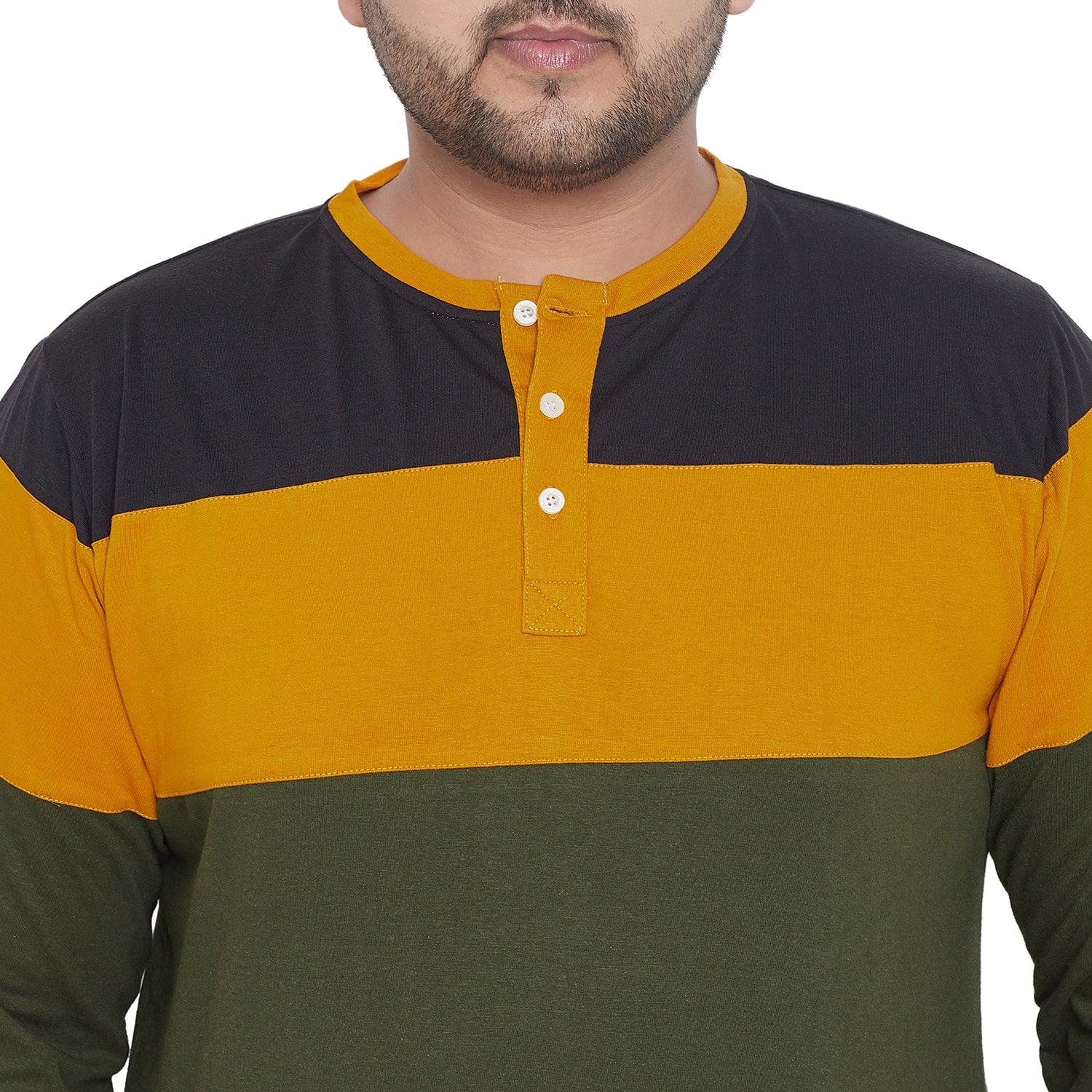 Men Plus Size Hampshire Colorblock Henley Tshirt - bigbanana