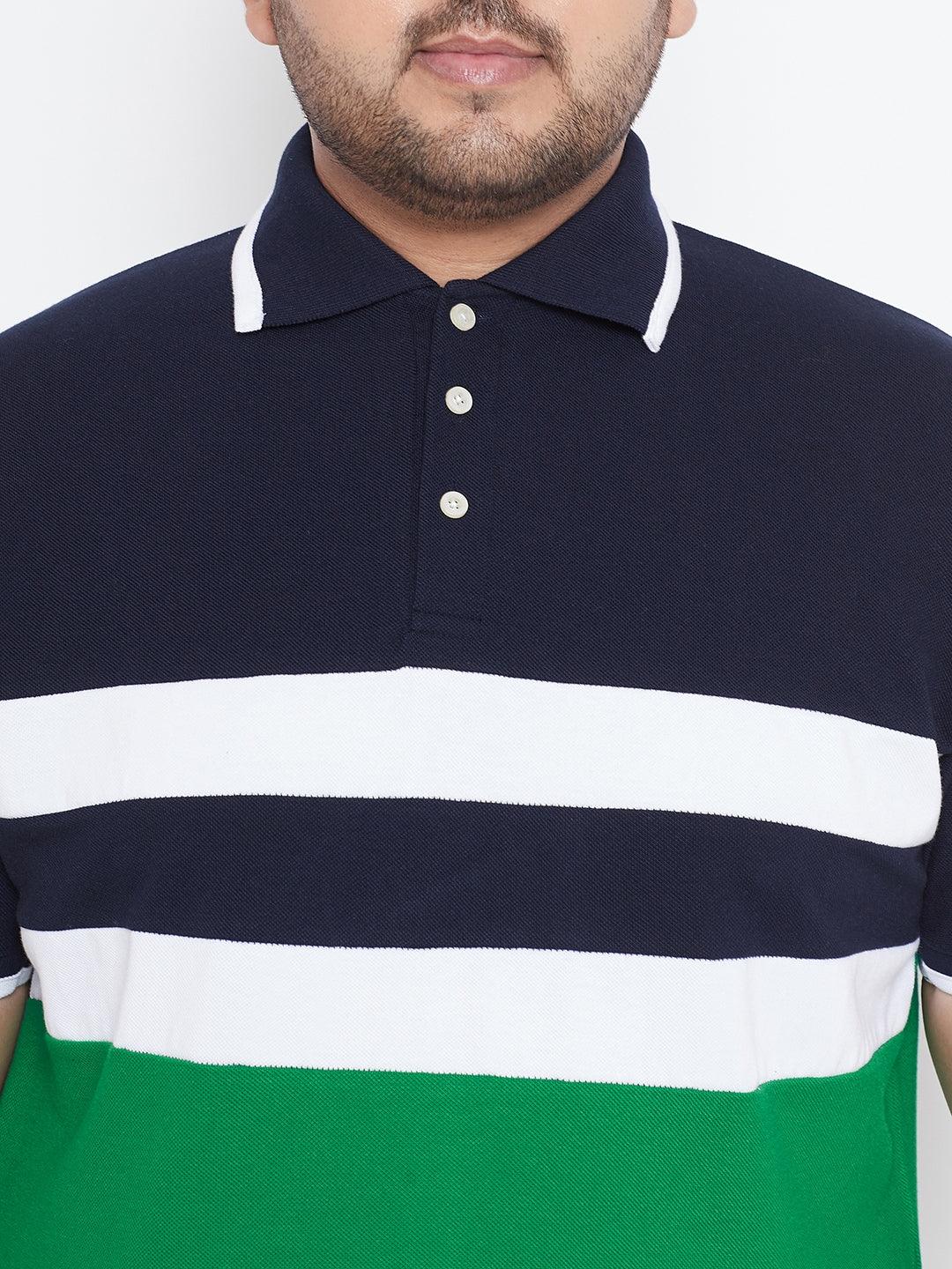 Men Plus Size Casper Colorblock Polo Tshirt - bigbanana