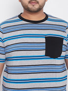 Men Plus Size Sean Striped Round Neck Tshirt - bigbanana