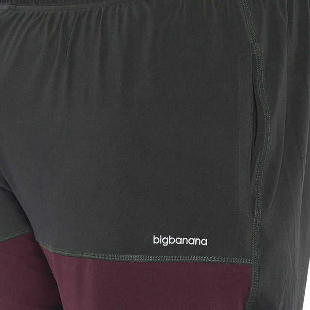 Men's plus size joggers in black and maroon with side pocket and elastic waistband