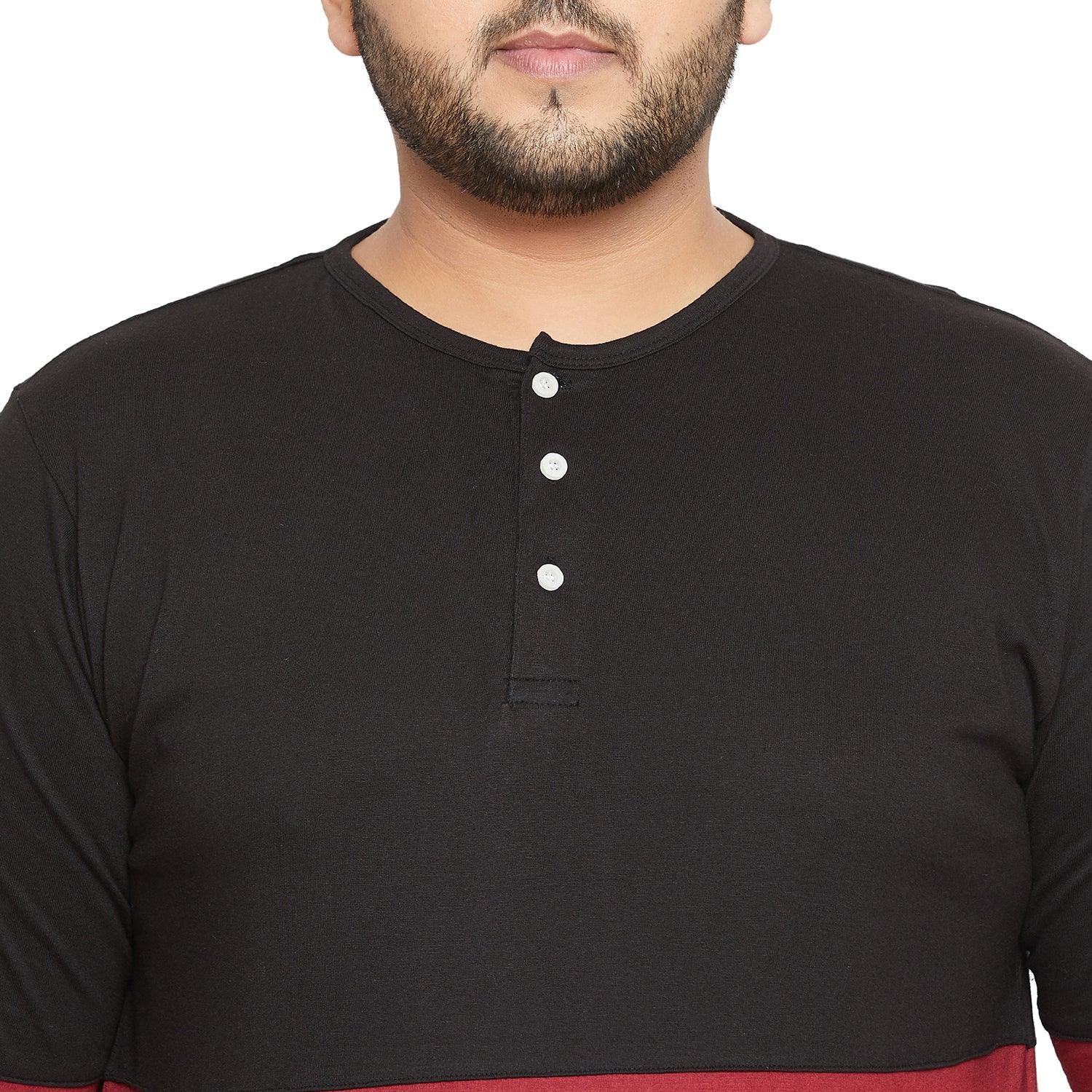 Men Plus Size Hillshire Colorblock Henley Tshirt - bigbanana