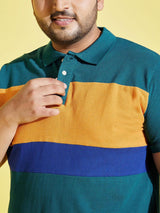 Men Plus Size Taper Colorblock Polo Tshirt - bigbanana