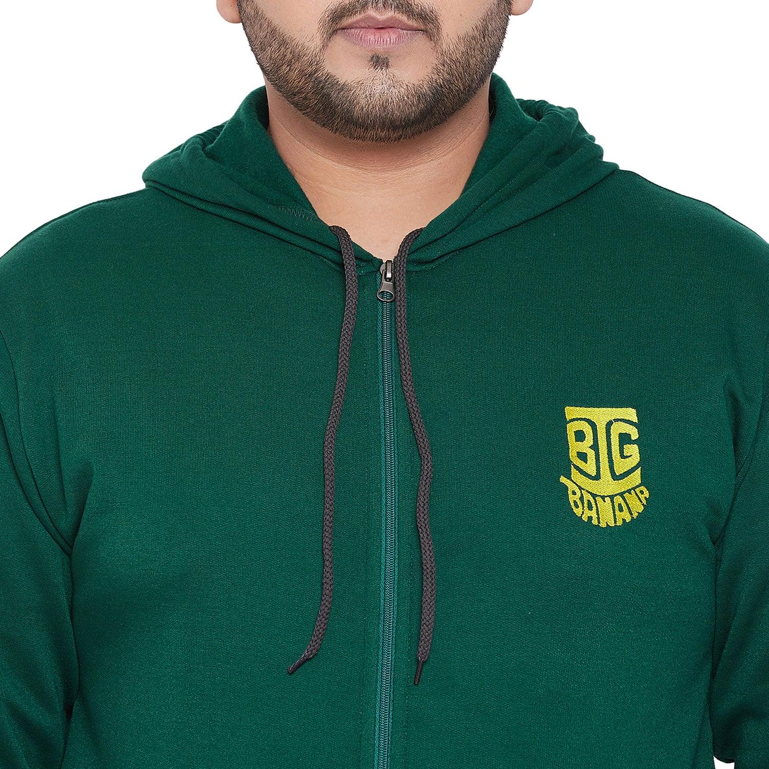 Men Plus Size Gale-BG Solid Zipper Sweatshirt - bigbanana