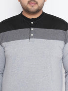 Men Plus Size Vagos Colorblock Henley Tshirt - bigbanana