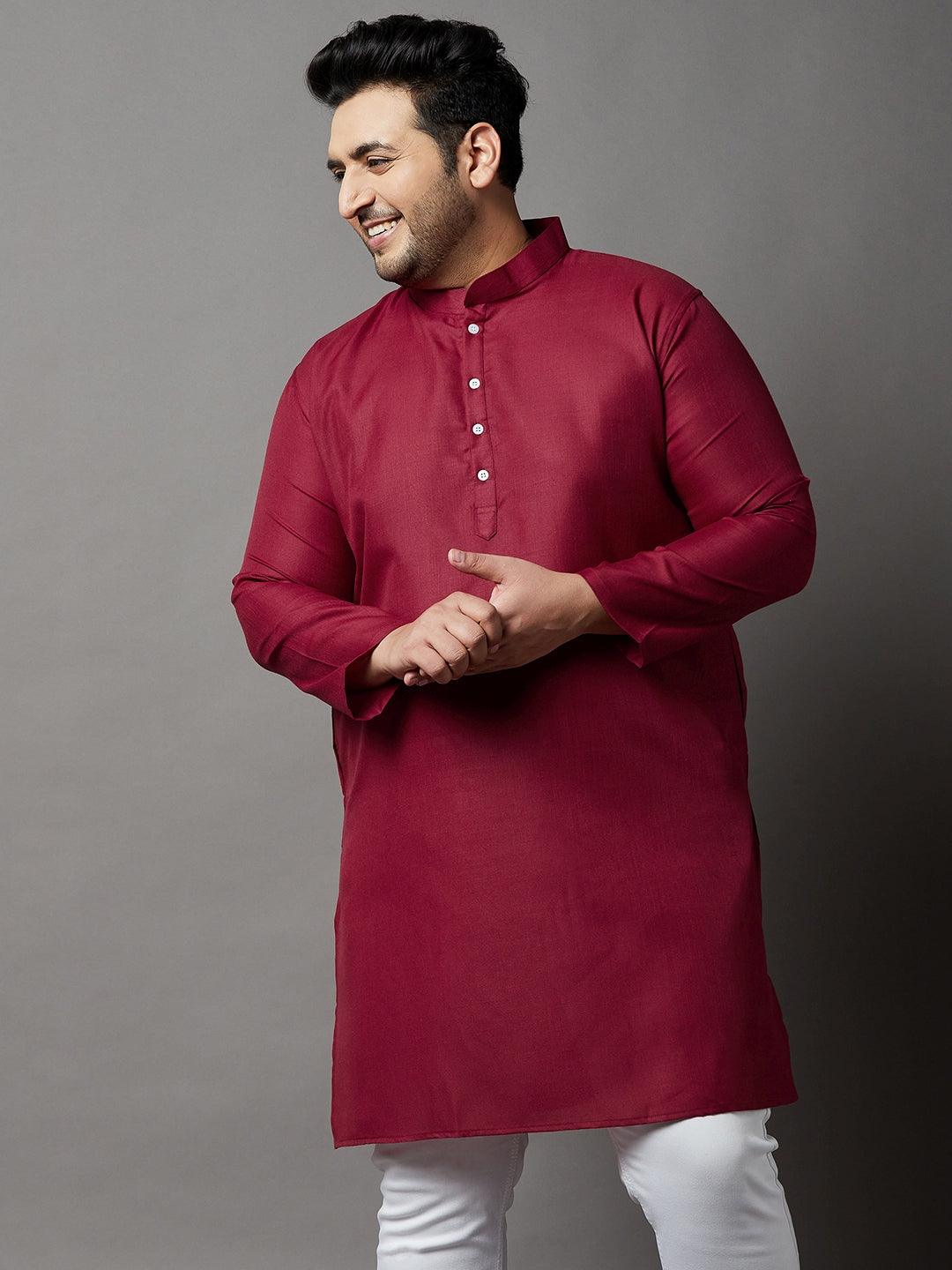 Men Plus Size Aafroz Solid Kurta - bigbanana