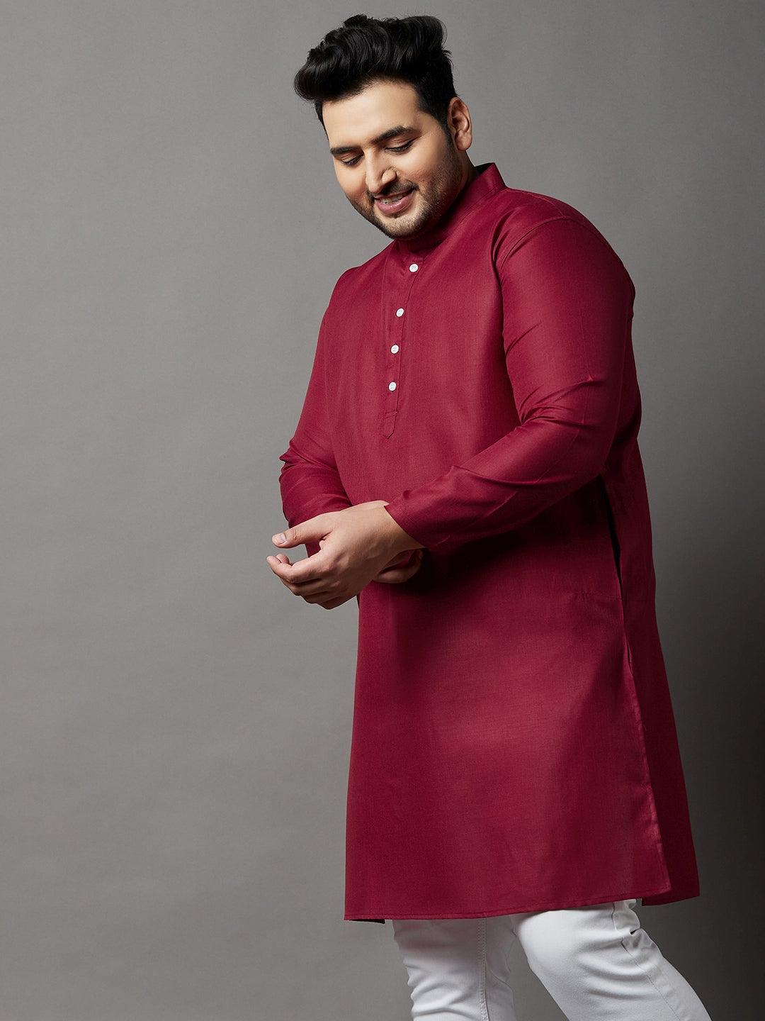 Men Plus Size Aafroz Solid Kurta - bigbanana