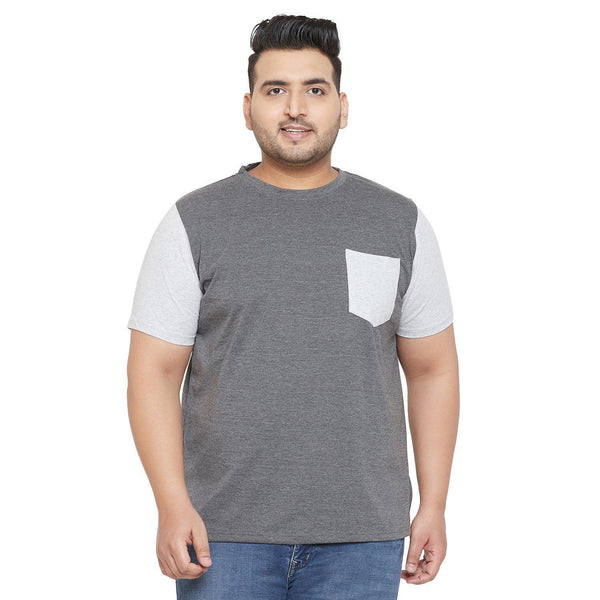 Men Plus Size Aleen Colorblock Round Neck Tshirt