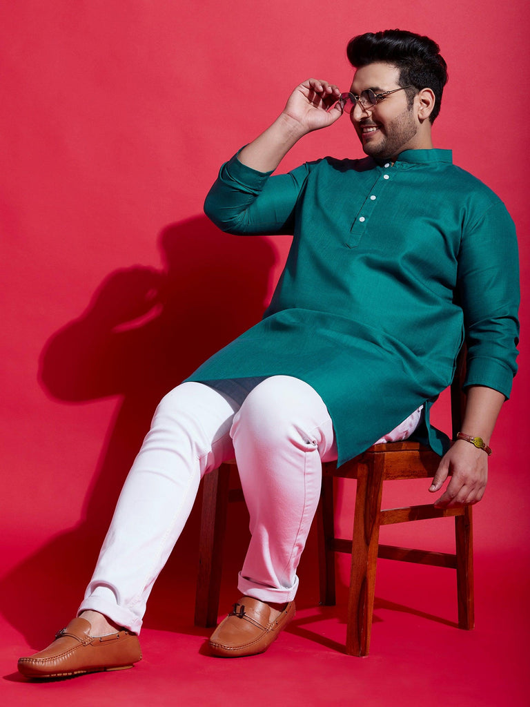 Men Plus Size Anubhav Solid Kurta - bigbanana