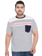 bigbanana Athens White Striped Round Neck Plus Size T-shirt - bigbanana