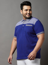 Men Plus Size Blaze Colorblock Polo Tshirt - bigbanana