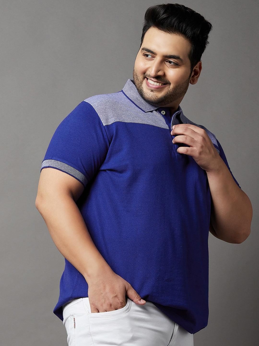 Men Plus Size Blaze Colorblock Polo Tshirt - bigbanana