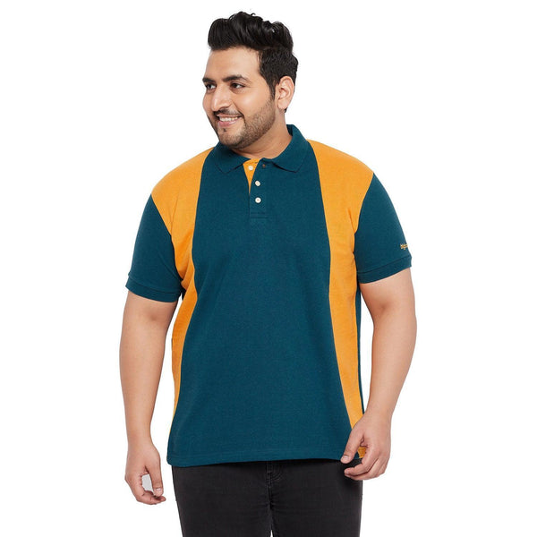 Men Plus Size Buzz Colorblock Polo Tshirt