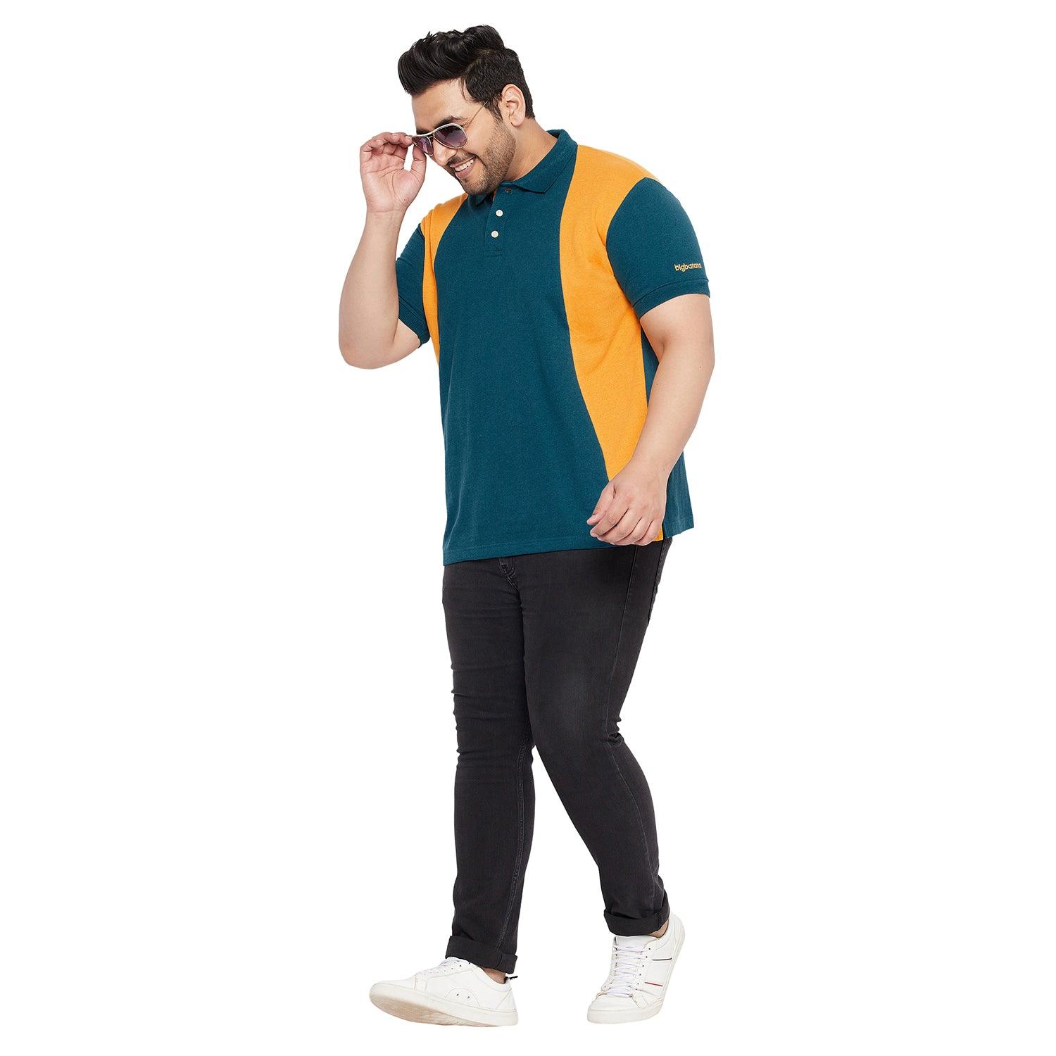 Men Plus Size Buzz Colorblock Polo Tshirt - bigbanana