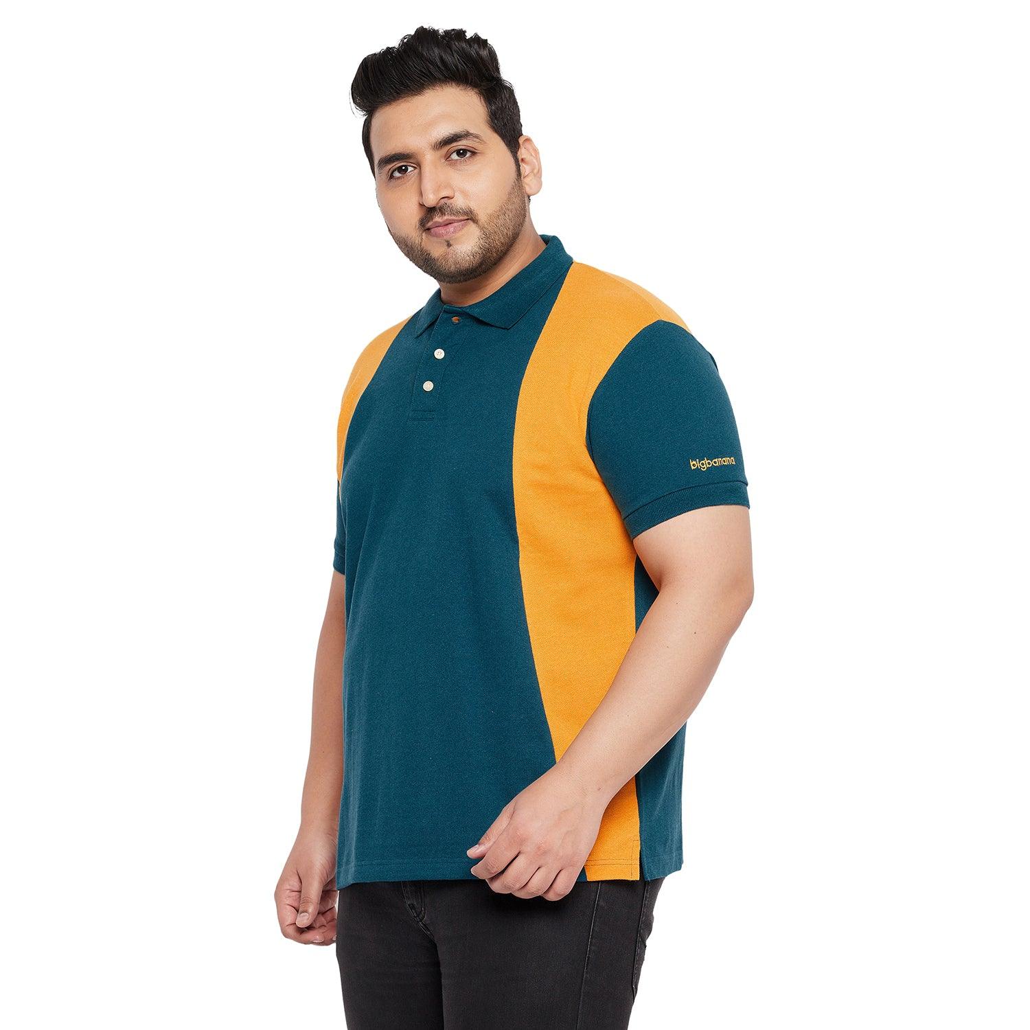 Men Plus Size Buzz Colorblock Polo Tshirt - bigbanana