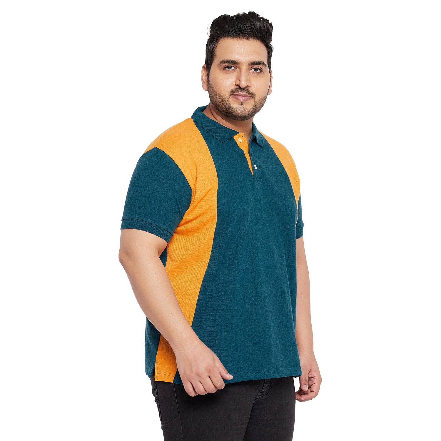 Men Plus Size Buzz Colorblock Polo Tshirt - bigbanana