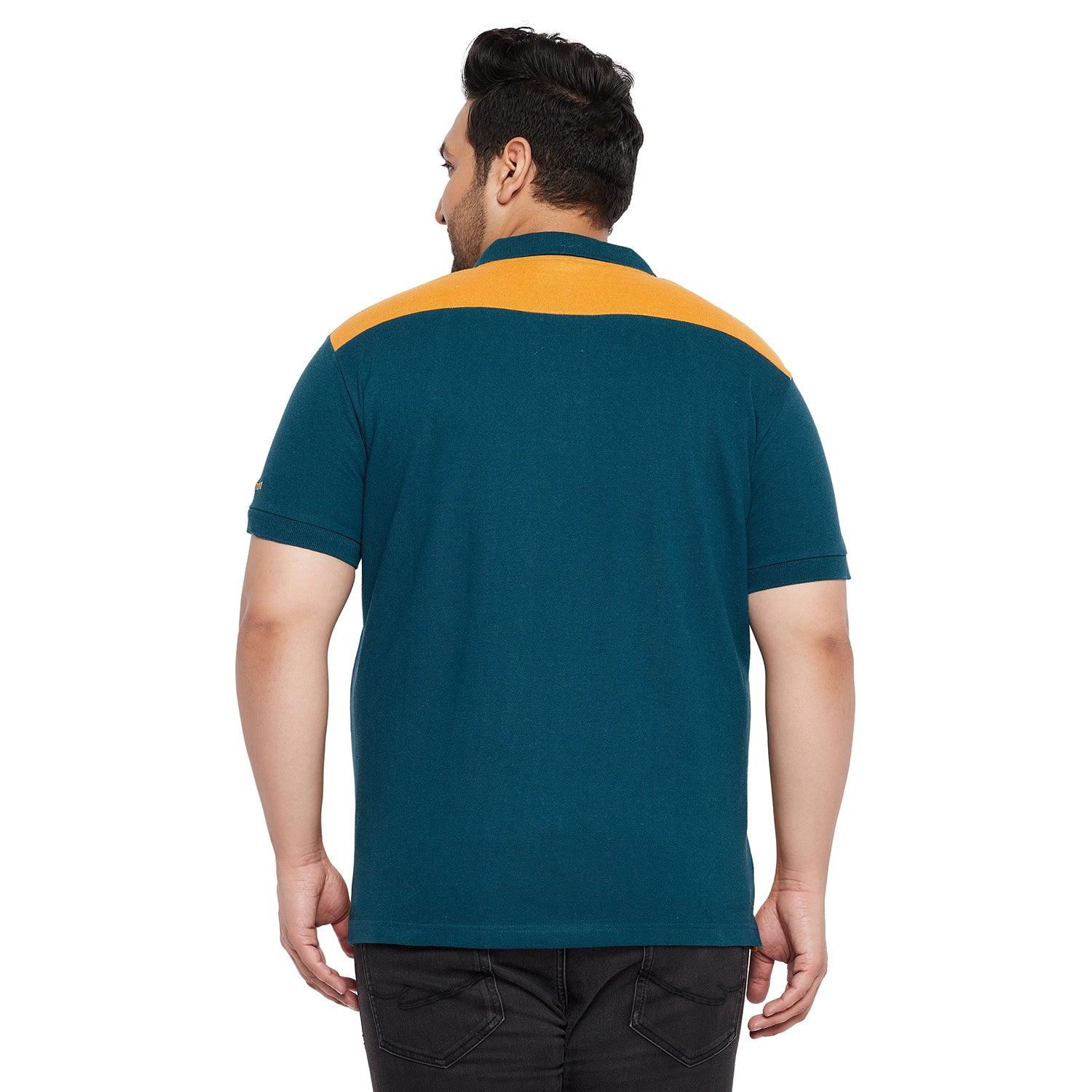 Men Plus Size Buzz Colorblock Polo Tshirt - bigbanana